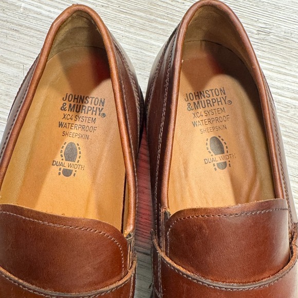 Johnston & Murphy \'XC4 System\' Brown Leather Penny Loafers Men\'s Sz 10M